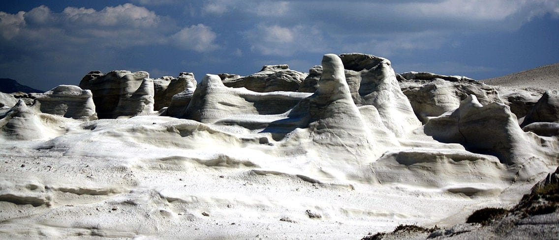 White volcanic rock formations of Sarakiniko in Milos